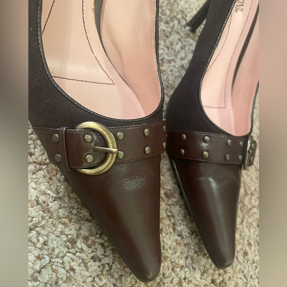 Franco Fortini Women Dark Brown Suede Leather Size 10 Medium - Picture 5 of 6